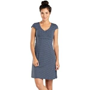 TOAD & CO Rosemarie Dress in Deep Navy Mini Stripe, Size Medium